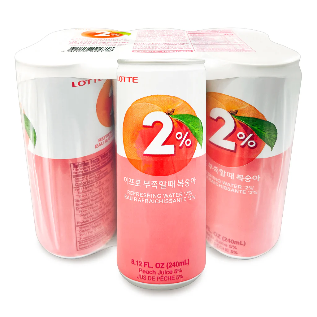 LOTTE - SOFT DRINK 2% PEACH FLAVOR (8.1 oz)