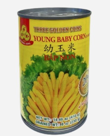 3COINS - YOUNG BABY CORN IN BRINE LARGE WHOLE CAN