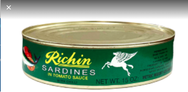 RICHIN - SARDINES IN TOMATO WITH CHILLI #10034 L 15oz.