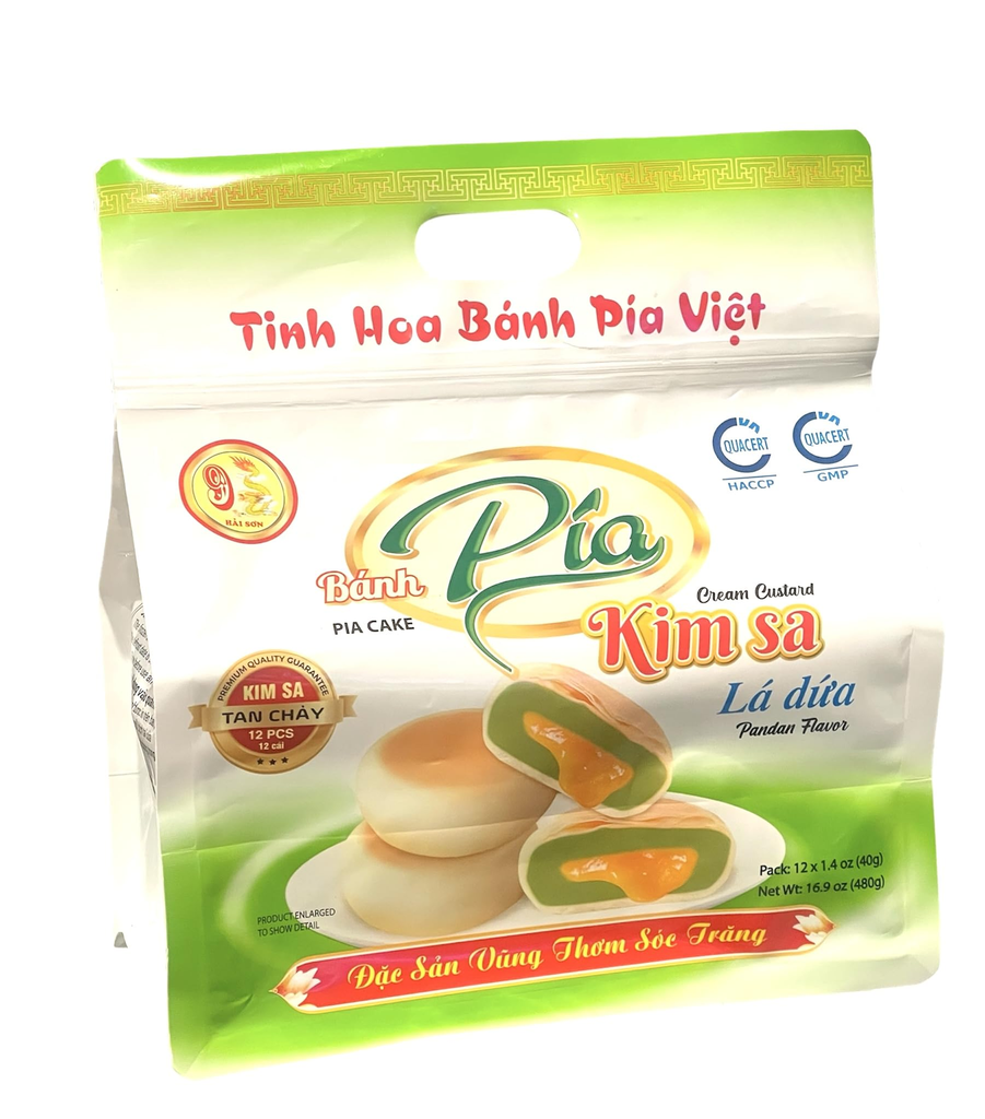 ***HAI SON - PIA CAKE_12P PANDAN CREAM CUSTARD W/ SALTED EGG YOLK_BANH PIA KIM SA LA DUA