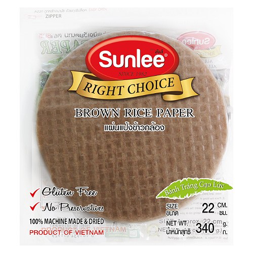 SUN LEE - BROWN RICE PAPER ROUND 22 CM (ZIPPER BAG)_12 OZ